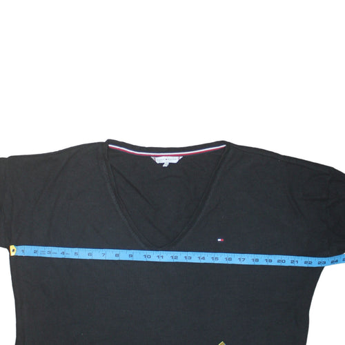 Tommy Hilfiger Men’s Black V-Neck Cotton Knit Jumper XL