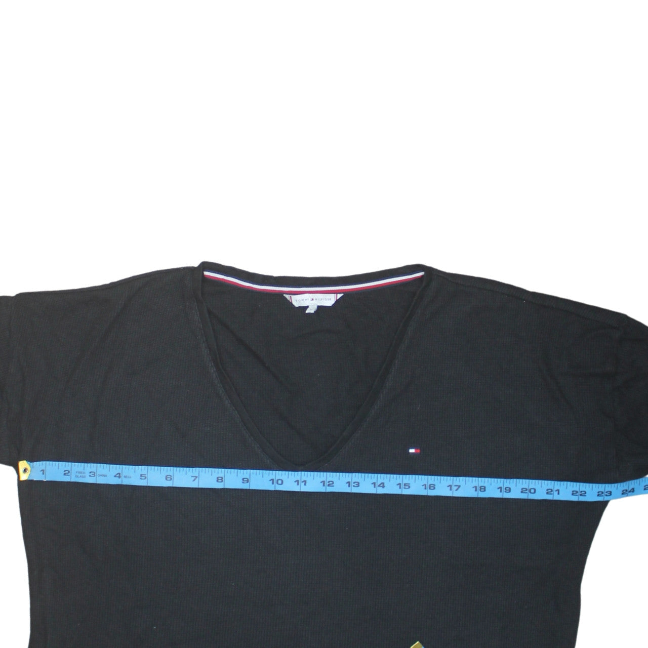 Tommy Hilfiger Men’s Black V-Neck Cotton Knit Jumper XL