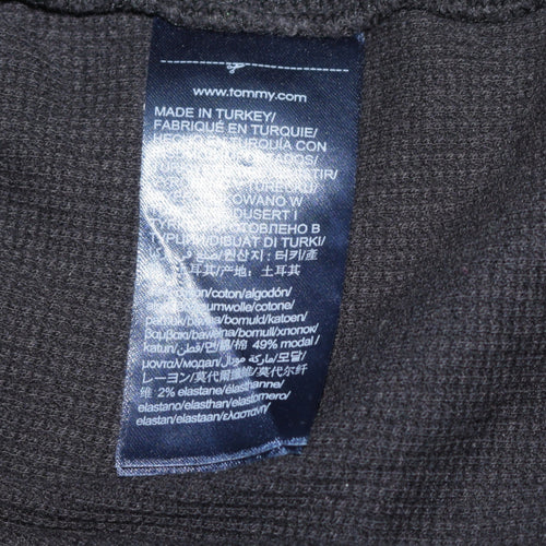 Tommy Hilfiger Men’s Black V-Neck Cotton Knit Jumper XL