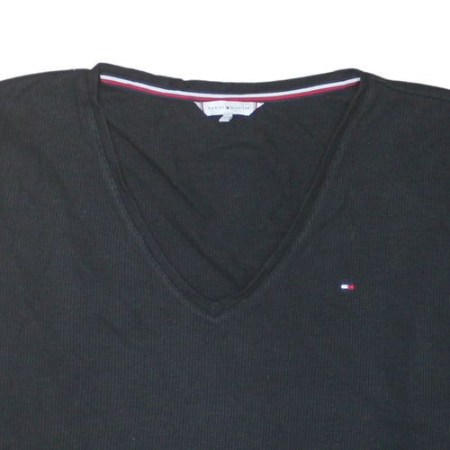 Tommy Hilfiger Men’s Black V-Neck Cotton Knit Jumper XL
