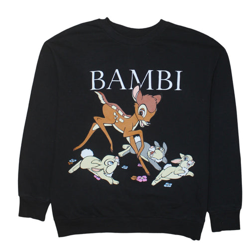 Disney George Women's Black Bambi Graphic Sweatshirt Medium