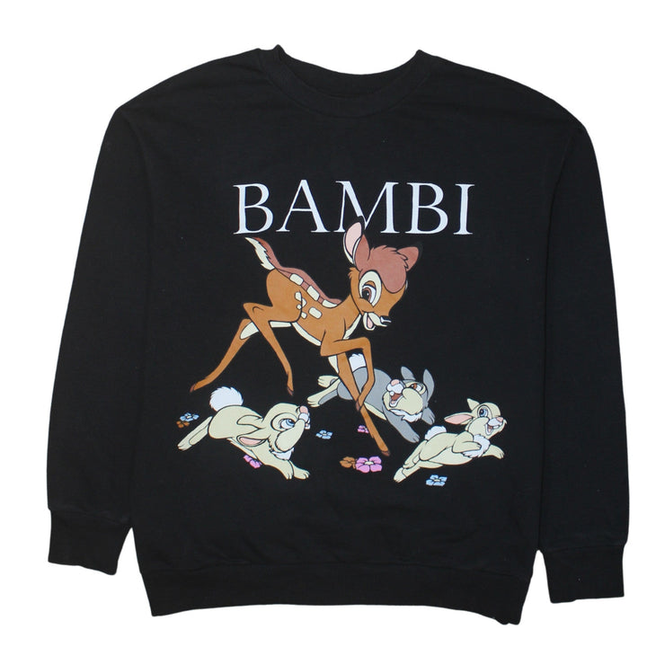 Disney George Women's Black Bambi Graphic Sweatshirt Medium