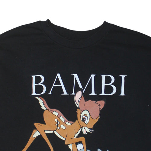 Disney George Women's Black Bambi Graphic Sweatshirt Medium