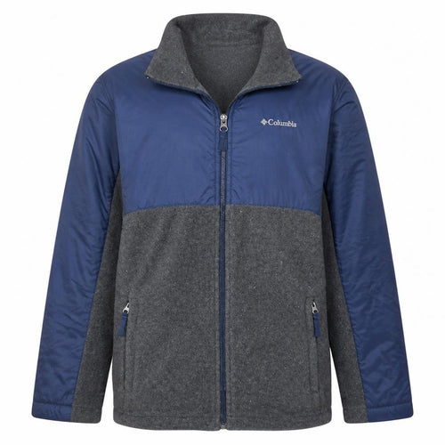 Columbia Boys Blue Grey Fleece Lined Puffer Jacket Size M Full Zip Outdoor