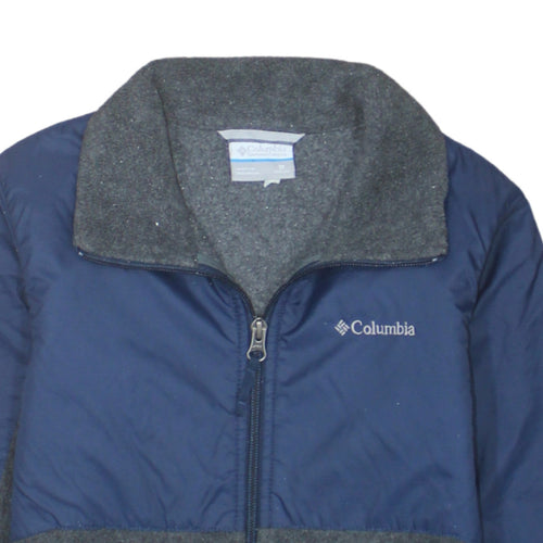 Columbia Boys Blue Grey Fleece Lined Puffer Jacket Size M Full Zip Outdoor