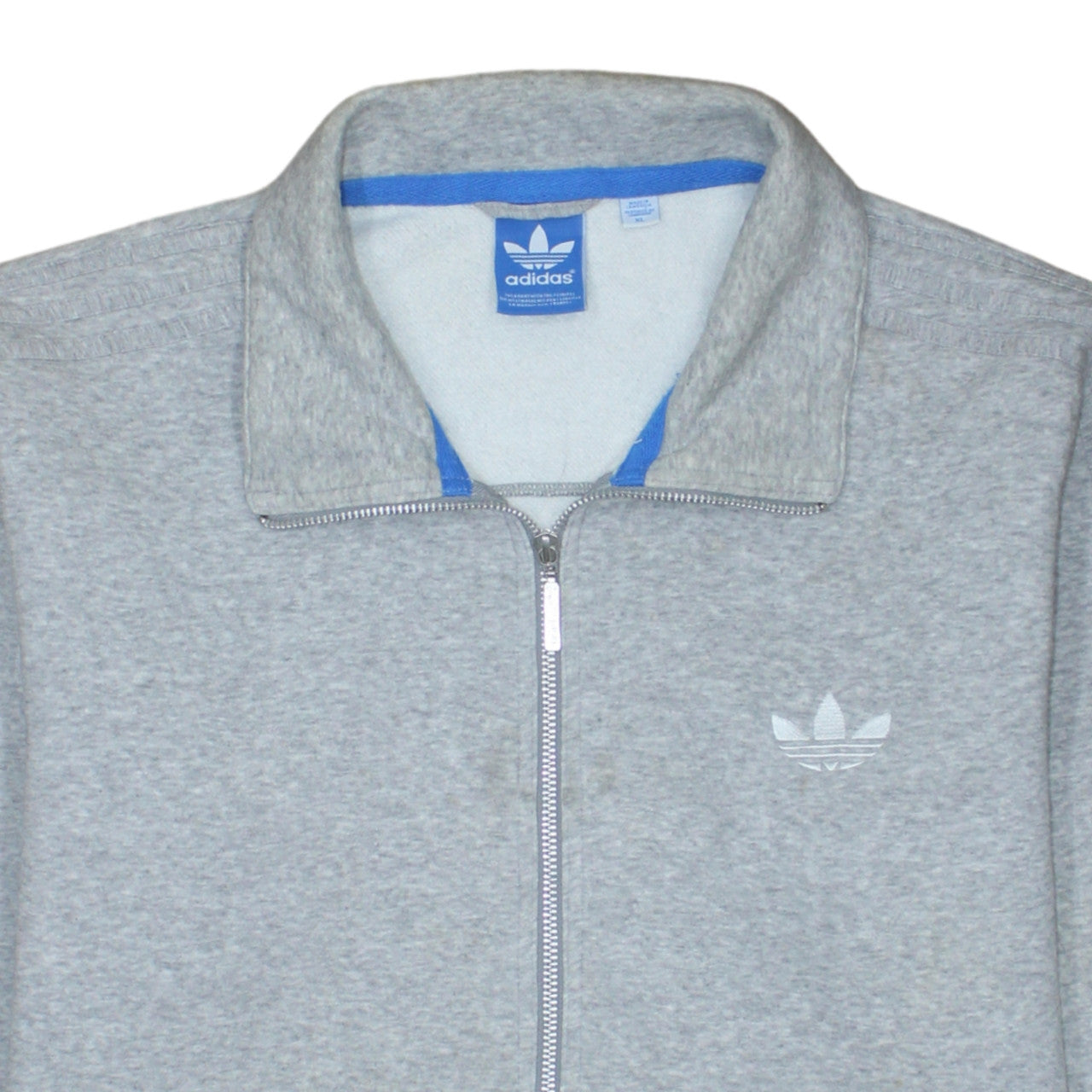 Adidas Men's Grey Full Zip Collared Sweatshirt XL