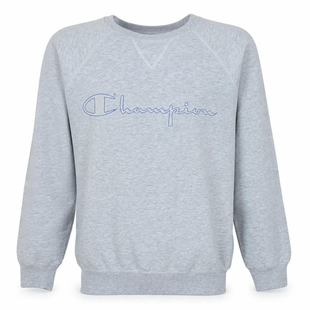 Front view of Champion Men's Grey Medium Pullover Fleece Logo Sweatshirt