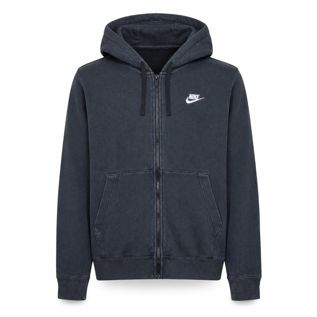 Front view of Nike Men's Black Full Zip Hoodie Medium Regular Fit Fleece