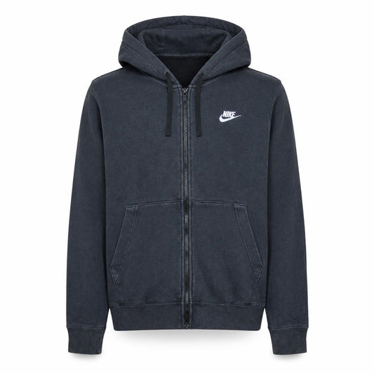 Front view of Nike Men's Black Full Zip Hoodie Medium Regular Fit Fleece
