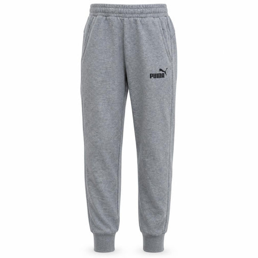 Front view of Puma Men's Grey Jogger Sweatpants S Regular Fit Fleece Activewear