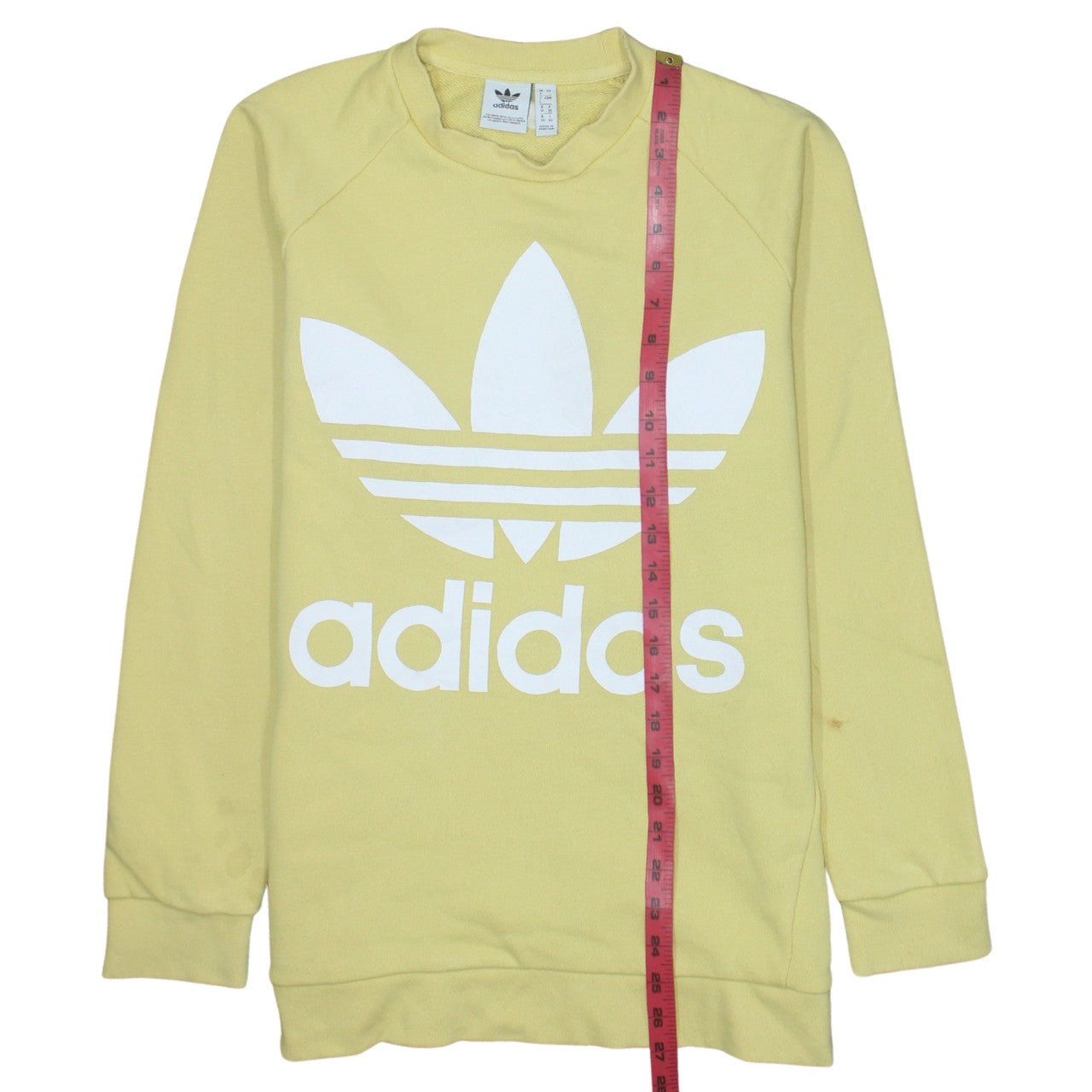 Adidas Women Yellow Crew Neck Long Sleeve Pullover Sweatshirt UK 8