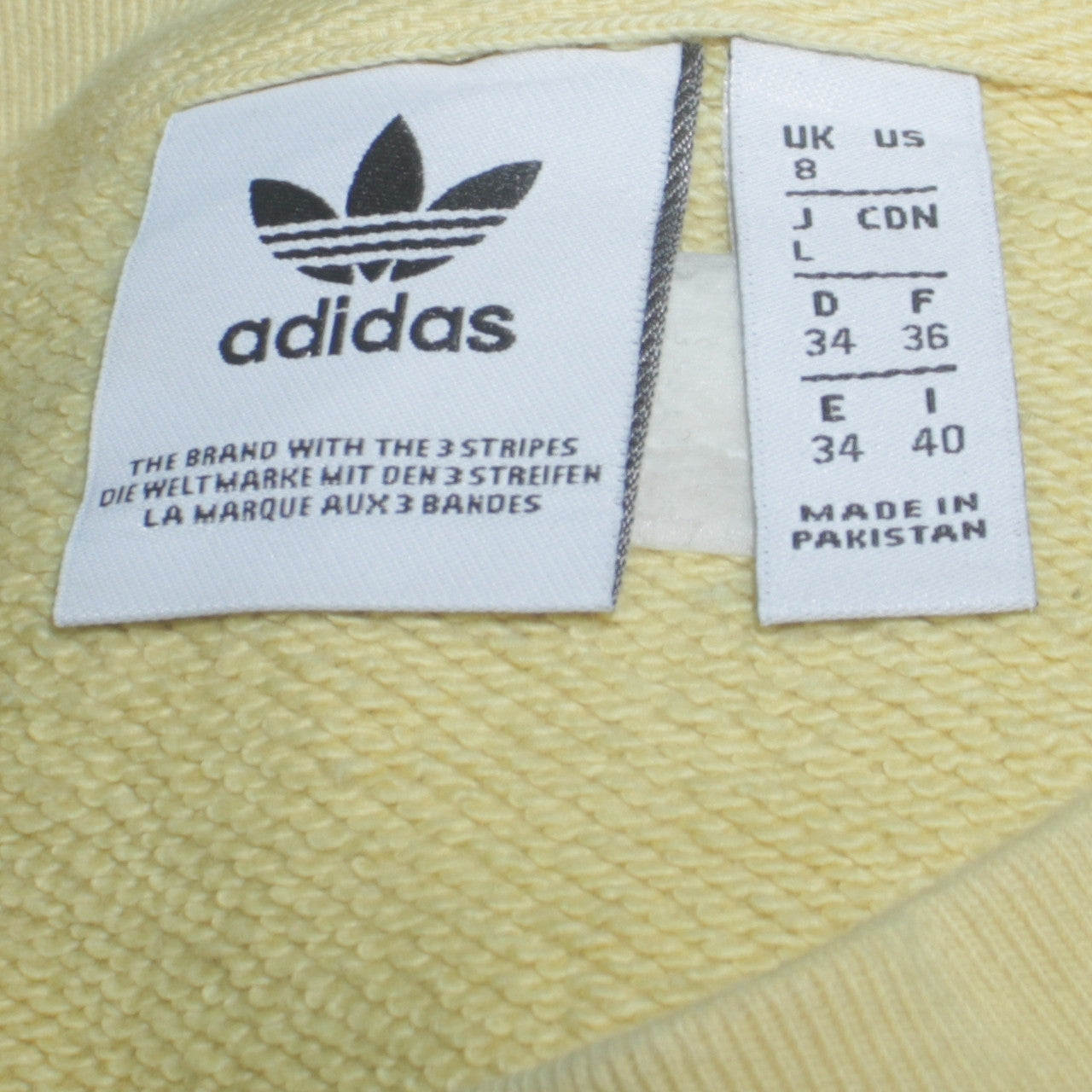 Adidas Women Yellow Crew Neck Long Sleeve Pullover Sweatshirt UK 8