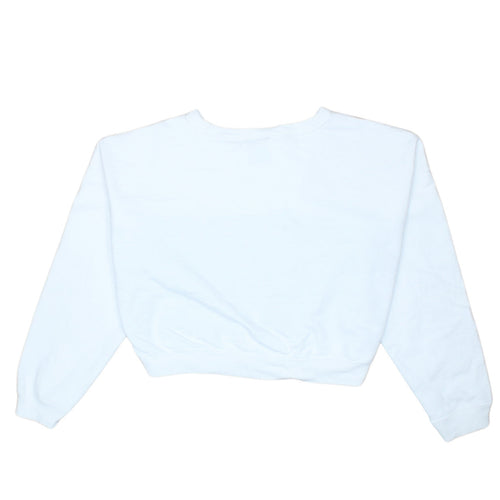Champion Womens White Blue Small Crew Neck Pullover Sweatshirt