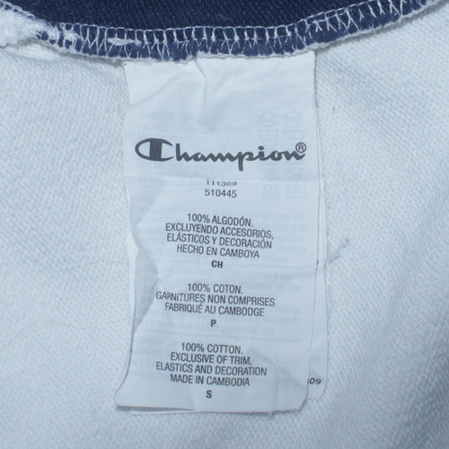 Champion Womens White Blue Small Crew Neck Pullover Sweatshirt