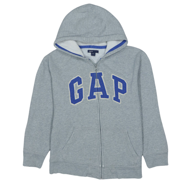 GAP Boys Grey Full Zip Hoodie 10-11 Years Cotton Blend Casual Sweatshirt