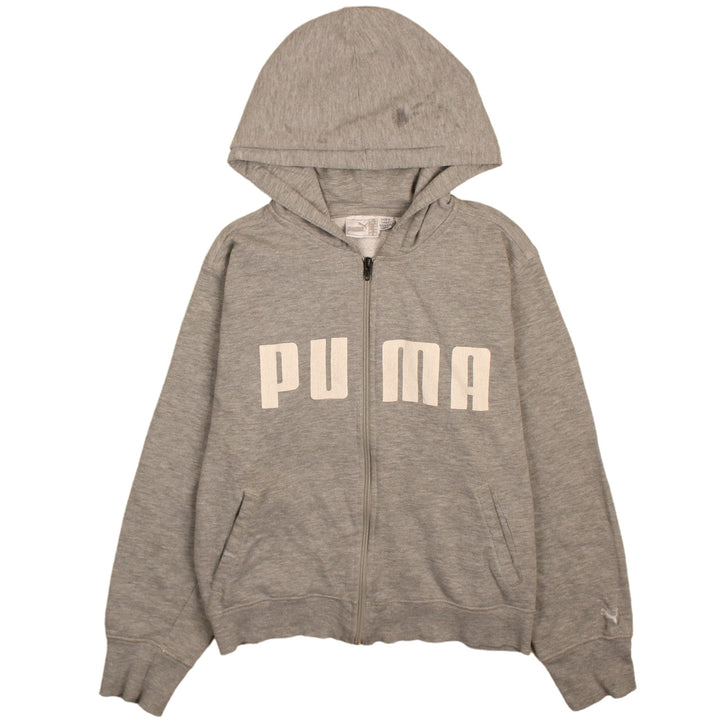 Puma Women Grey Full Zip Hoodie Sweatshirt Size M