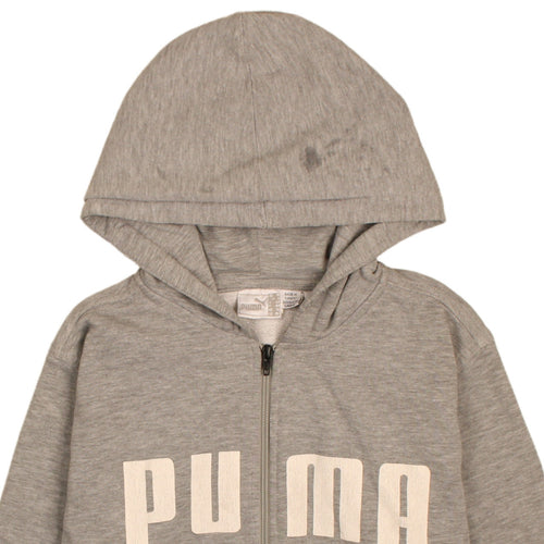 Puma Women Grey Full Zip Hoodie Sweatshirt Size M