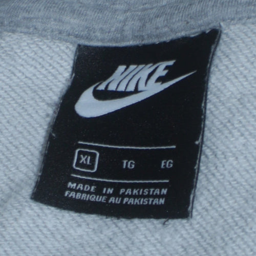 Nike Women's Grey XL Pullover Hoodie with Logo Print
