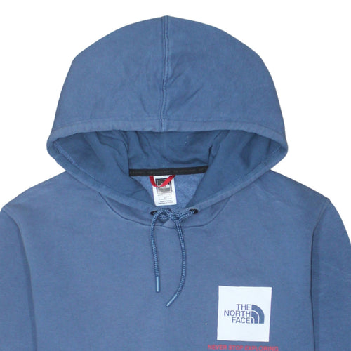 The North Face Men's Blue Small Pullover Hoodie with Logo Pocketed Sweatshirt
