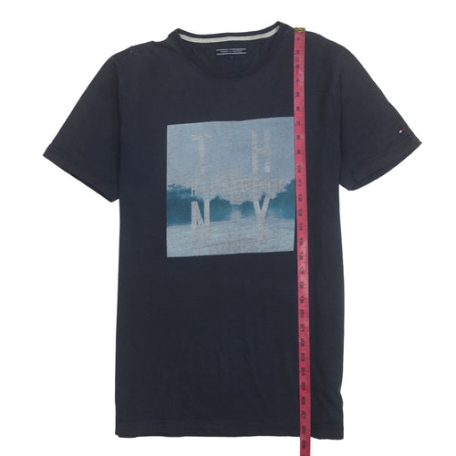 Tommy Hilfiger Mens Blue Graphic Print Crew Neck T-Shirt L