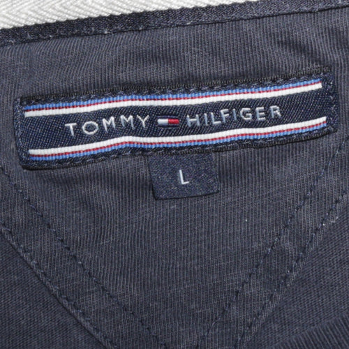 Tommy Hilfiger Mens Blue Graphic Print Crew Neck T-Shirt L