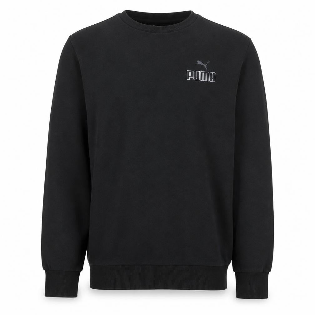 Front view of Puma Men's Black Crew Neck Pullover Sweatshirt, size S