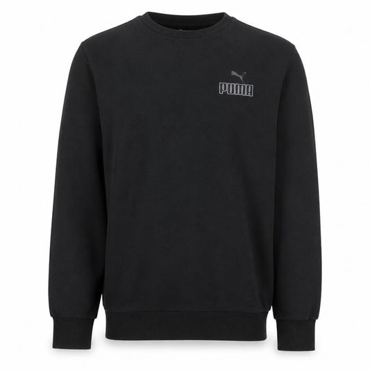 Front view of Puma Men's Black Crew Neck Pullover Sweatshirt, size S
