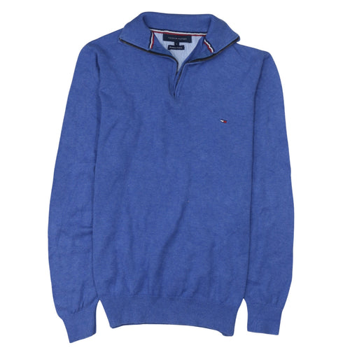 Tommy Hilfiger Men's Blue Cotton 1/4 Zip Jumper Size L