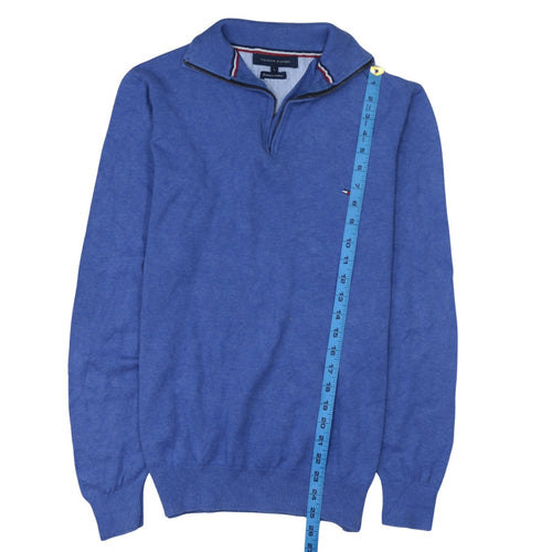 Tommy Hilfiger Men's Blue Cotton 1/4 Zip Jumper Size L
