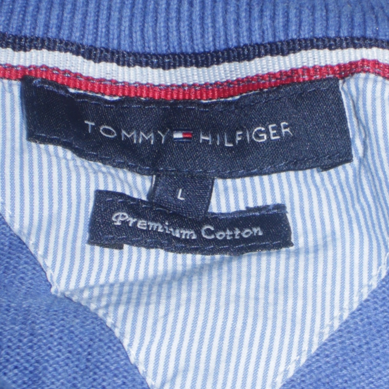 Tommy Hilfiger Men's Blue Cotton 1/4 Zip Jumper Size L