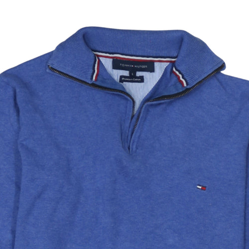 Tommy Hilfiger Men's Blue Cotton 1/4 Zip Jumper Size L