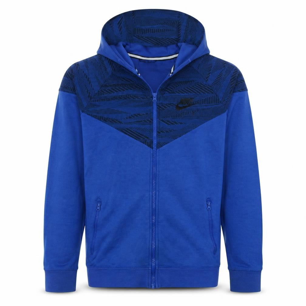 Front view of Nike Men's Blue M Full Zip Graphic Hoodie Sweatshirt