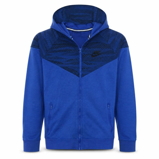 Front view of Nike Men's Blue M Full Zip Graphic Hoodie Sweatshirt