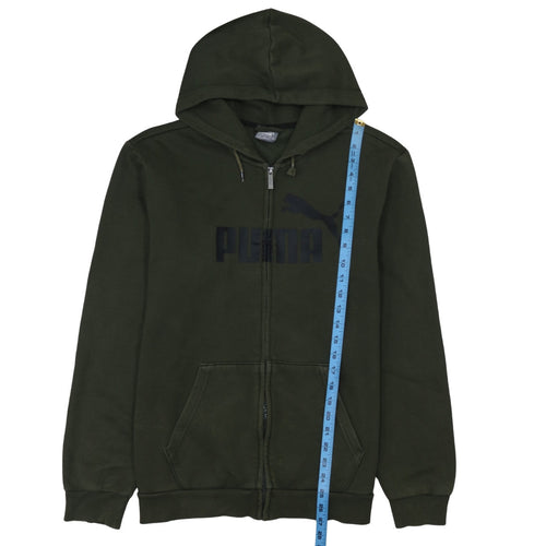 Puma Men’s Green Full Zip Hoodie Size L Fleece Logo Sportswear