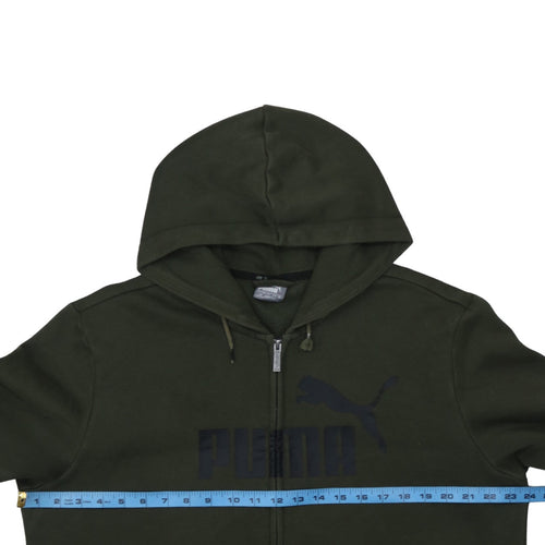 Puma Men’s Green Full Zip Hoodie Size L Fleece Logo Sportswear