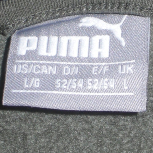 Puma Men’s Green Full Zip Hoodie Size L Fleece Logo Sportswear