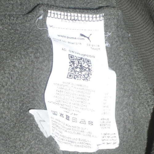 Puma Men’s Green Full Zip Hoodie Size L Fleece Logo Sportswear