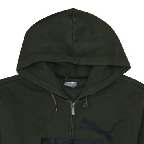 Puma Men’s Green Full Zip Hoodie Size L Fleece Logo Sportswear