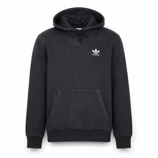 Front view of Adidas Men's Black XS Pullover Hoodie Skateboarding Logo Sweatshirt