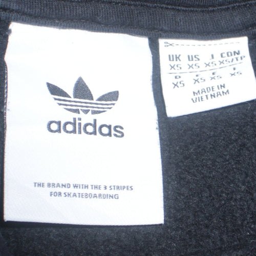 Adidas Men's Black XS Pullover Hoodie Skateboarding Logo Sweatshirt