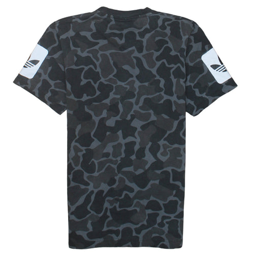 Adidas Men Black Camo Graphic Print Crew Neck Short Sleeve T-Shirt Size S