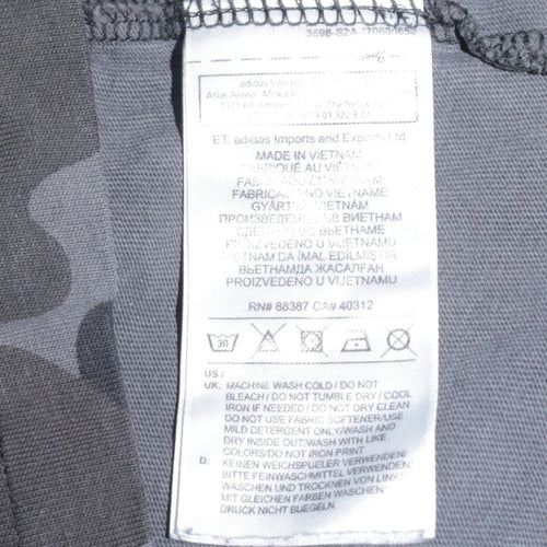 Adidas Men Black Camo Graphic Print Crew Neck Short Sleeve T-Shirt Size S