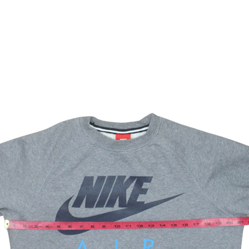 Nike Men's Grey Air Logo Crew Neck Pullover Sweatshirt Size S