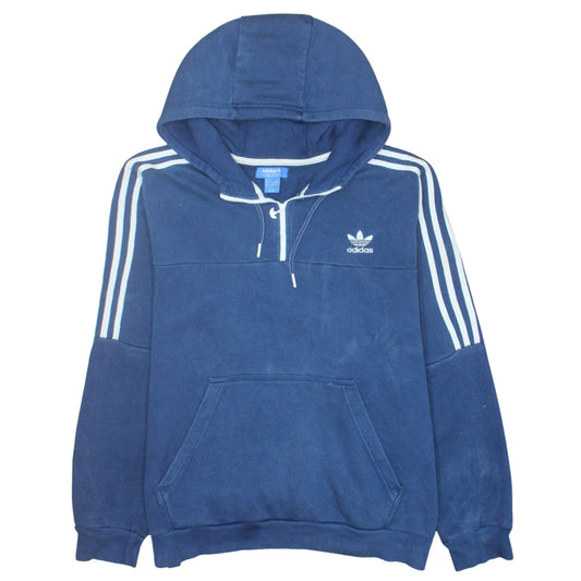 Adidas Men's Blue L Pullover Hoodie 1/4 Zip Fleece Sportswear