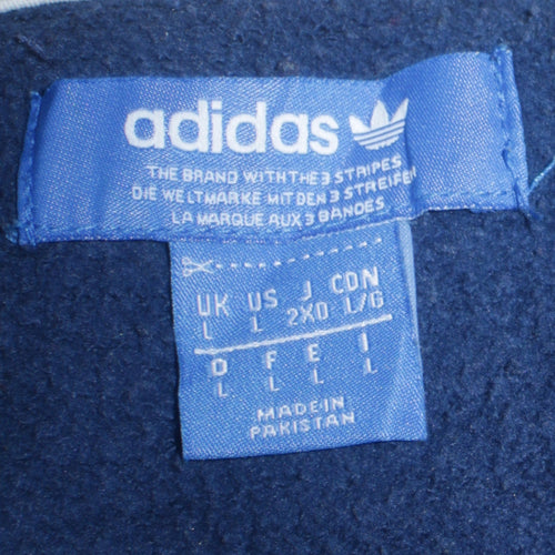 Adidas Men's Blue L Pullover Hoodie 1/4 Zip Fleece Sportswear