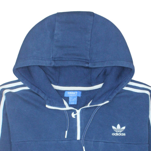 Adidas Men's Blue L Pullover Hoodie 1/4 Zip Fleece Sportswear