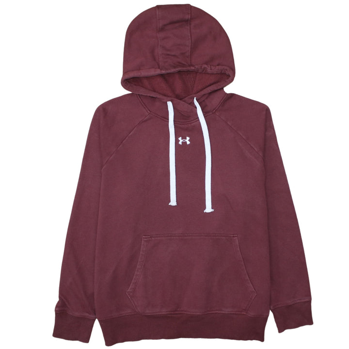 Under Armour Womens Burgundy Pullover Hoodie Size L Loose Fit Cotton Blend