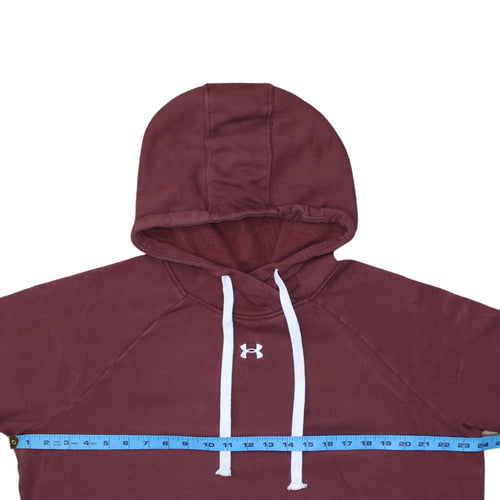 Under Armour Womens Burgundy Pullover Hoodie Size L Loose Fit Cotton Blend