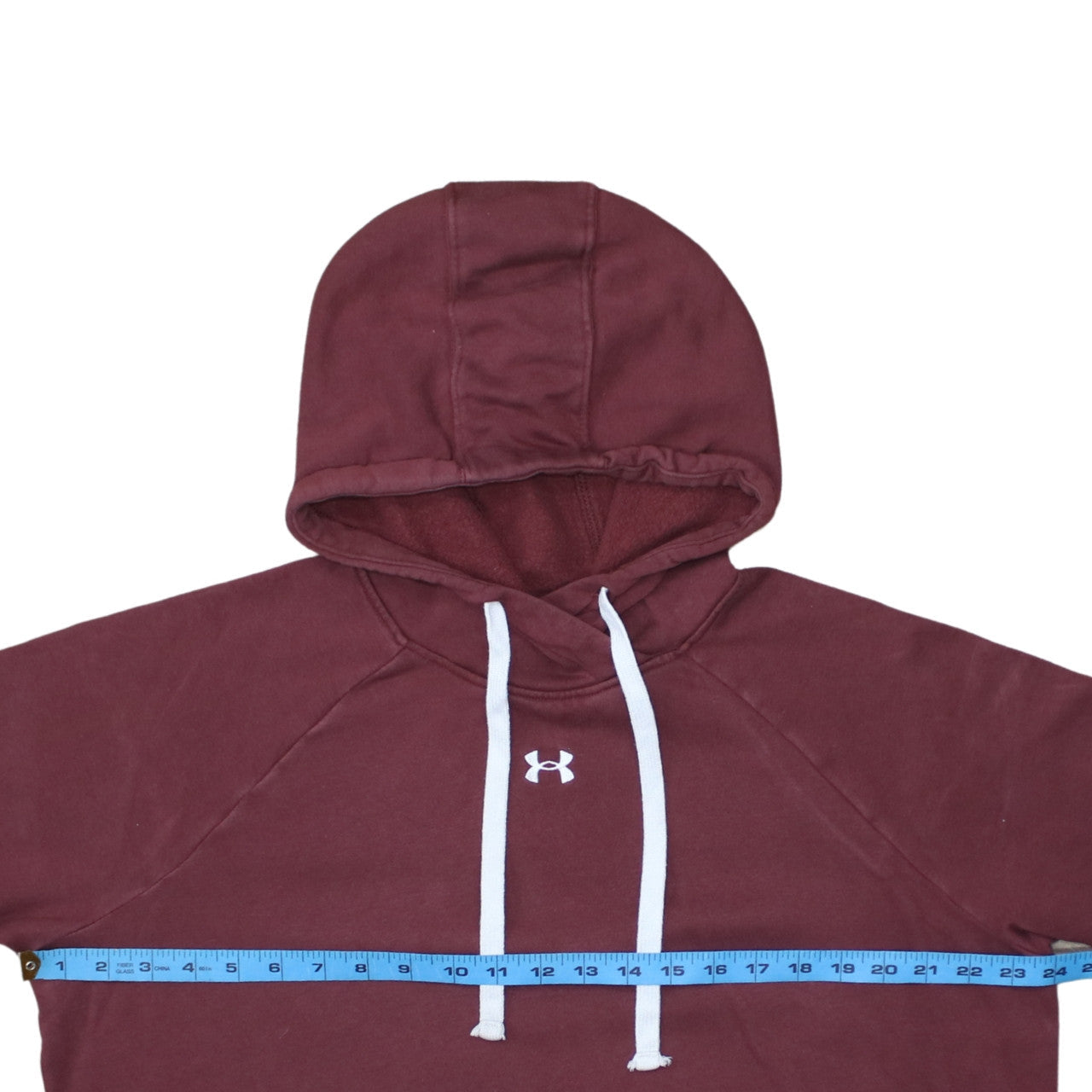 Under Armour Womens Burgundy Pullover Hoodie Size L Loose Fit Cotton Blend