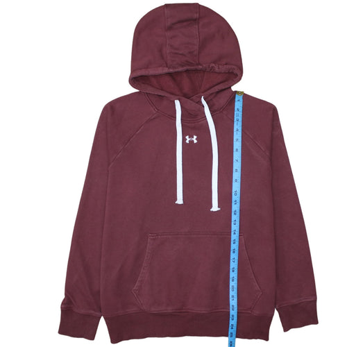 Under Armour Womens Burgundy Pullover Hoodie Size L Loose Fit Cotton Blend